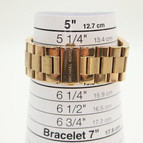 Michael Kors Channing Gold Tone Turquoise 38mm Watch 5.5" Bracelet w New Battery - Picture 4 of 9